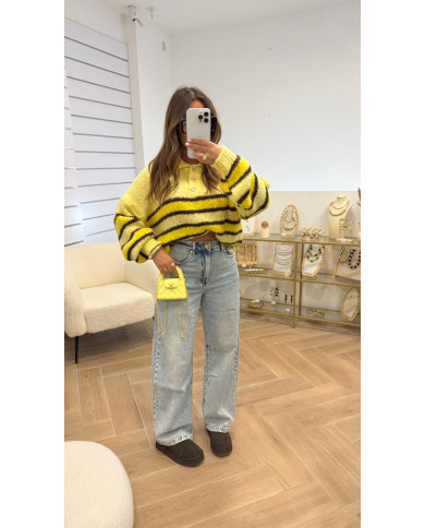 Pull Marin jaune & Choco