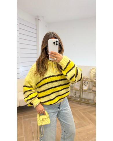 Pull Marin jaune & Choco