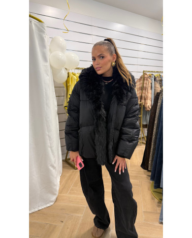Doudoune Oversize col Fourrure noir