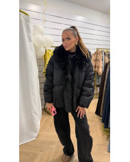 Doudoune Oversize col Fourrure noir