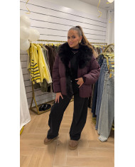 Bombers à carreaux beige & bordeaux