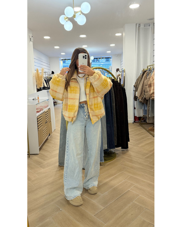 Bombers à carreaux Jaune & beige