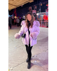 Manteaux Laine à fourrure Écru