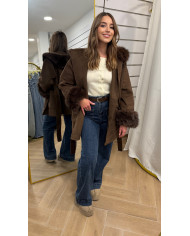 Manteaux Laine à fourrure Choco