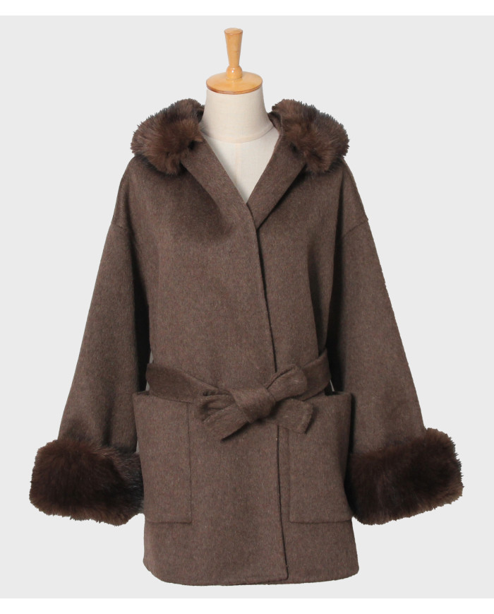 Manteaux Laine à fourrure Choco