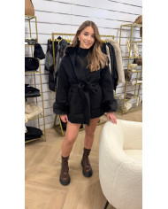 Manteaux Laine à fourrure Choco