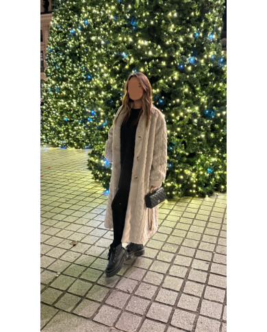 Veste Fourrure Longue pilou beige