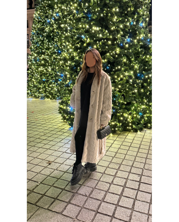 Veste Fourrure Longue pilou beige