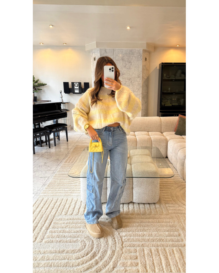 Pull cosy Marin Jaune & Écru