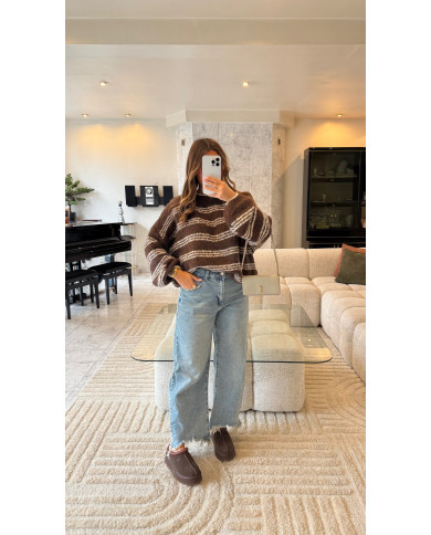 Pull cosy Marin Choco & écru