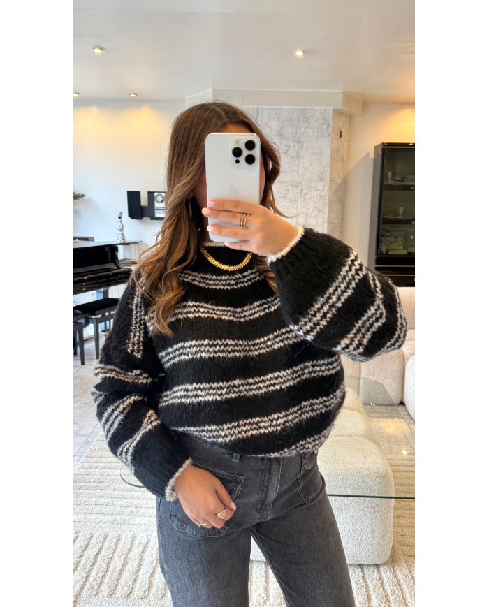 Pull cosy Marin Noir & Blanc