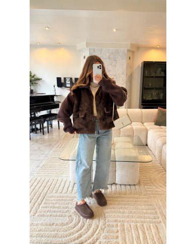 Veste gilet & fourrure Marron
