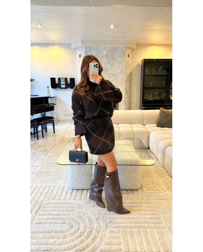 Ensemble jupe losange marron & noir