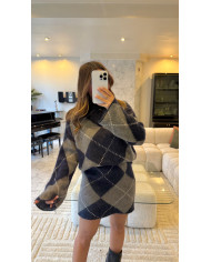 Ensemble jupe losange Noir & Gris