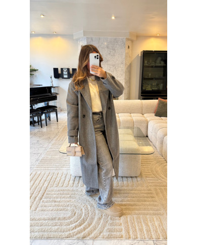 Manteaux trench gris avec laine