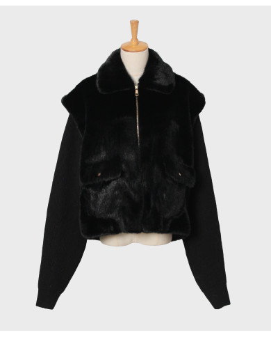 Veste gilet & fourrure Noir