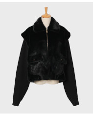 Veste gilet & fourrure Noir