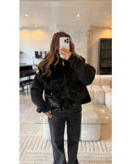 Veste gilet & fourrure Noir