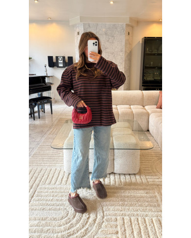 T-shirt marin  polaire à épaulettes Black & Choco