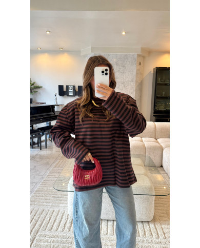 T-shirt marin  polaire à épaulettes Black & Choco