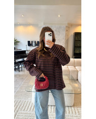 T-shirt marin  polaire à épaulettes Black & Choco