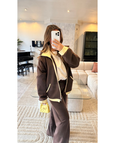Survêtement jogging Bicolore Jaune & Choco