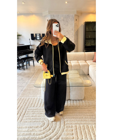 Survêtement jogging noir & jaune
