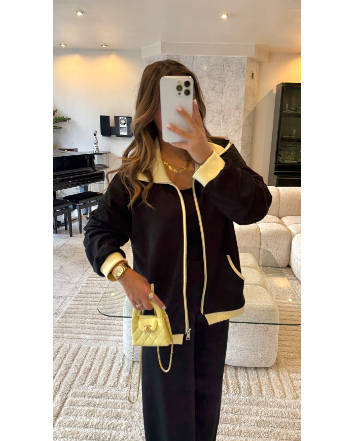 Survêtement jogging noir & jaune