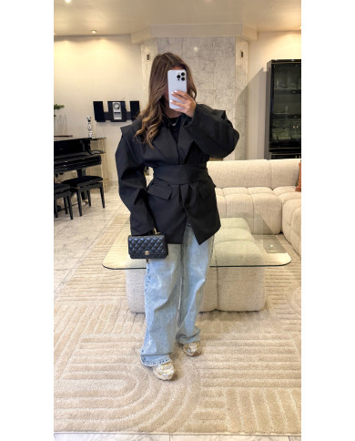 Blazer Nacima Oversize Ceinture Noir