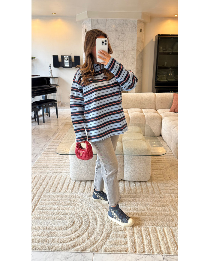 Polo Nacima rayé polaire bleu marine