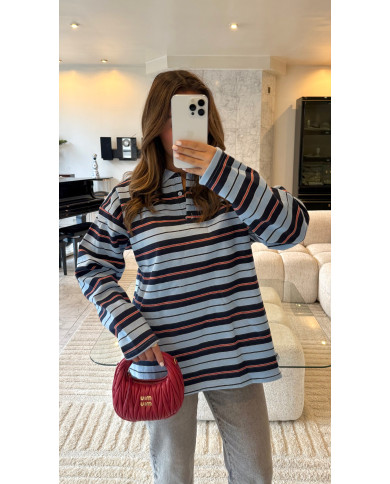 Polo Nacima rayé polaire bleu marine