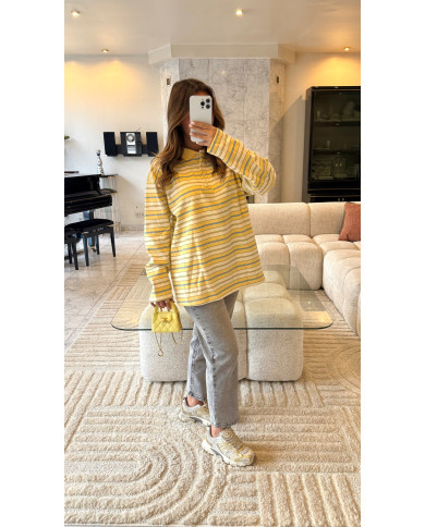 Polo Nacima rayé polaire Jaune & bleu