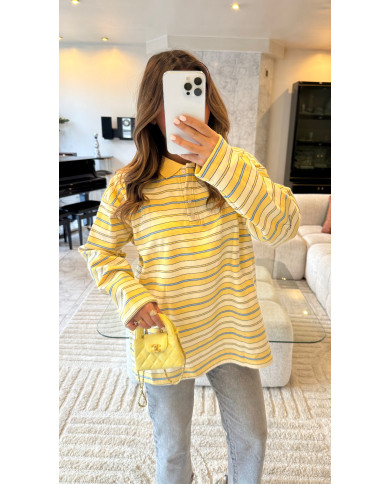 Polo Nacima rayé polaire Jaune & bleu