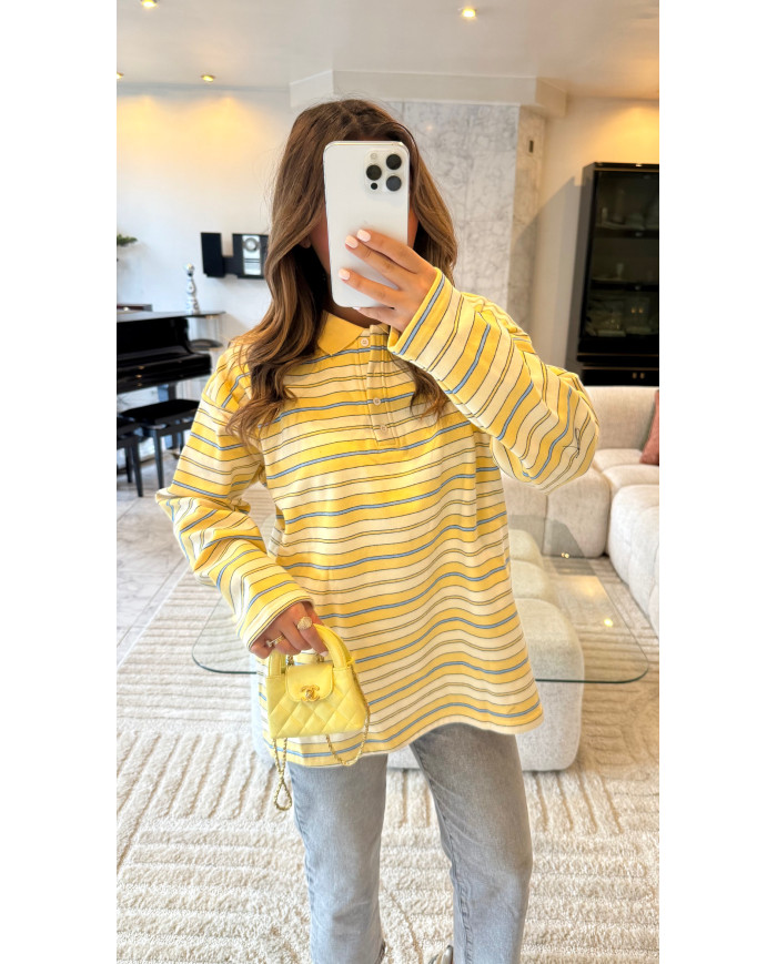 Polo Nacima rayé polaire Jaune & bleu