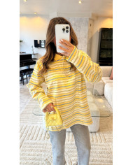 Polo Nacima rayé polaire Jaune & bleu