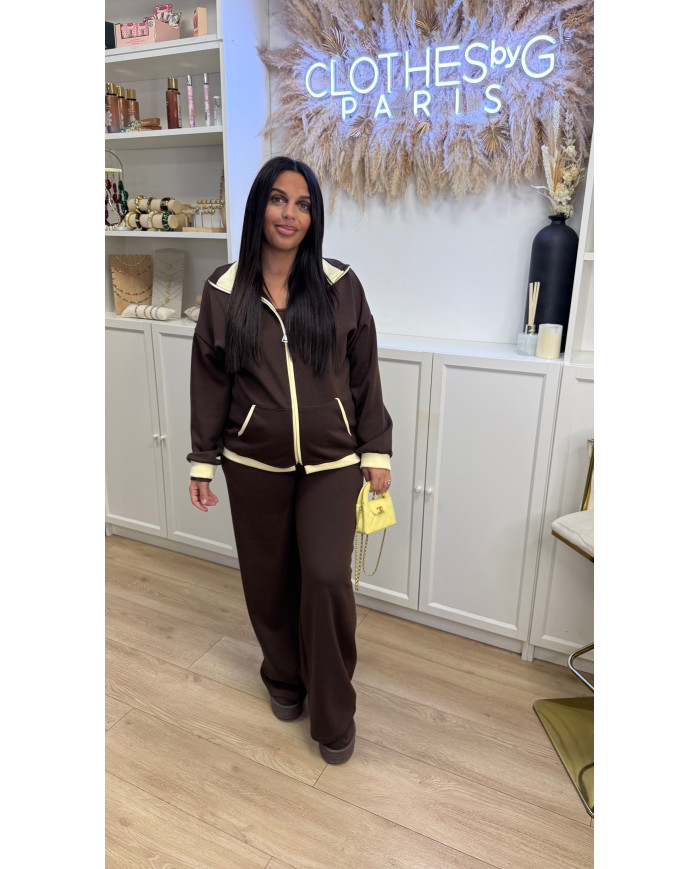 Survêtement jogging Bicolore Jaune & Choco