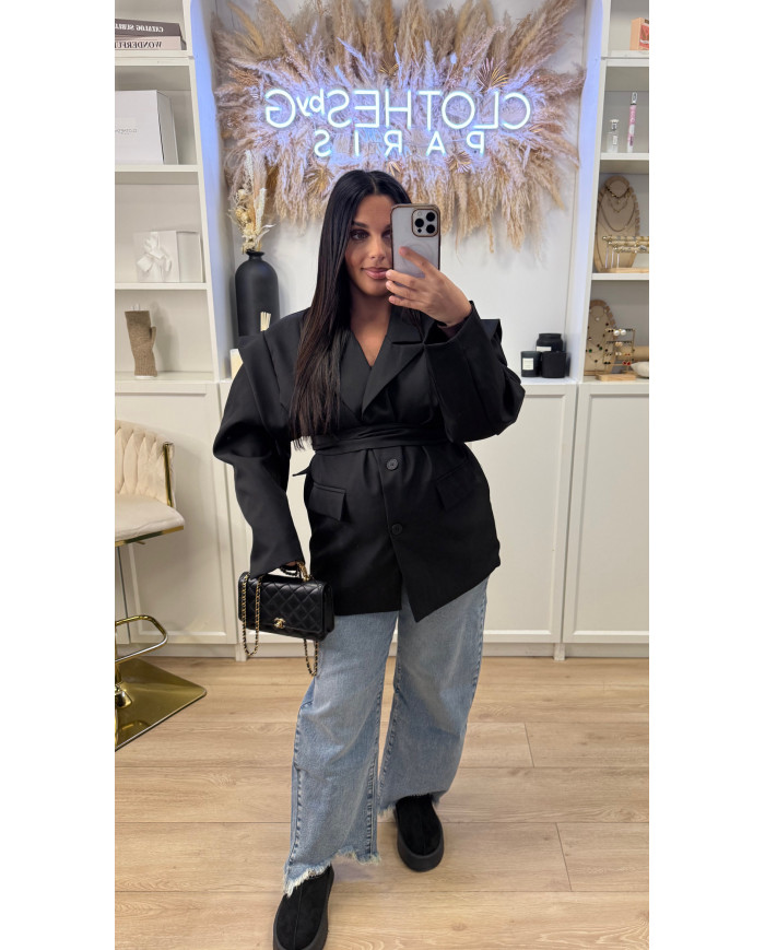 Blazer Nacima Oversize Ceinture Noir