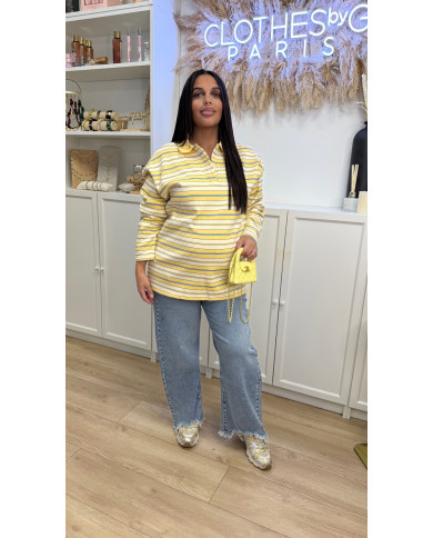 Polo Nacima rayé polaire Jaune & bleu