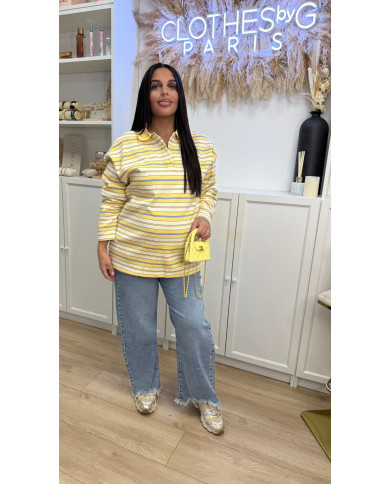 Polo Nacima rayé polaire Jaune & bleu