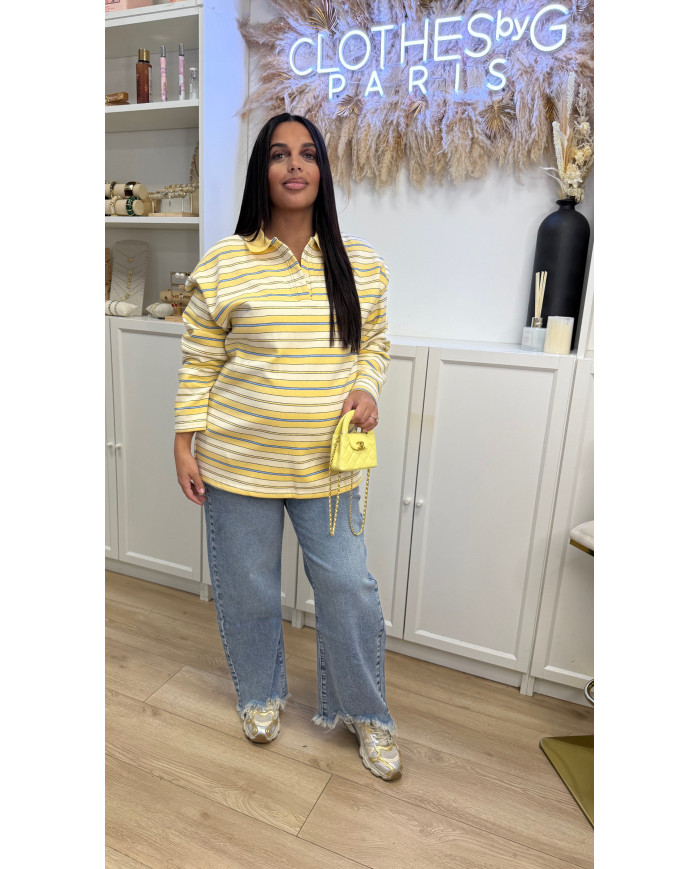 Polo Nacima rayé polaire Jaune & bleu