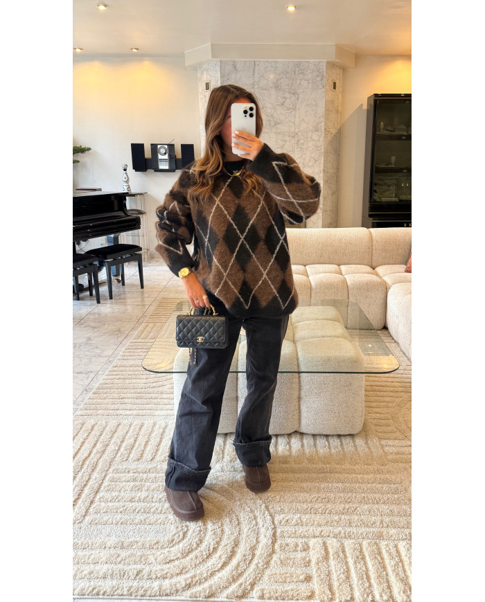 Pull Losange2 Noir & Choco