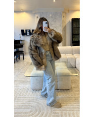 Fourrure Vegan taupe irisée