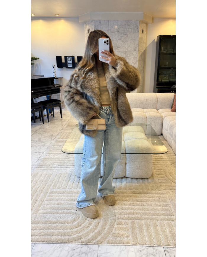 Fourrure Vegan taupe irisée