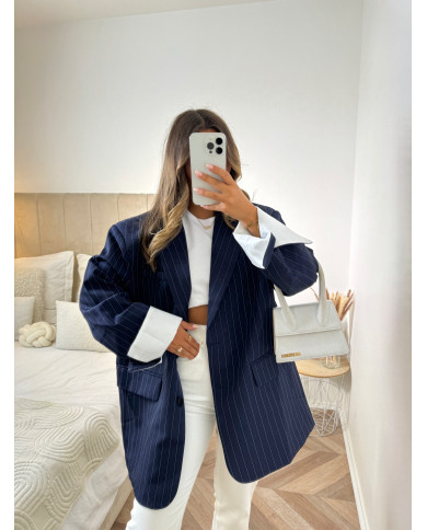 Blazer retroussé Oversize Bleu marine