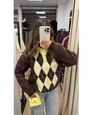 Pull Losange Choco & Jaune