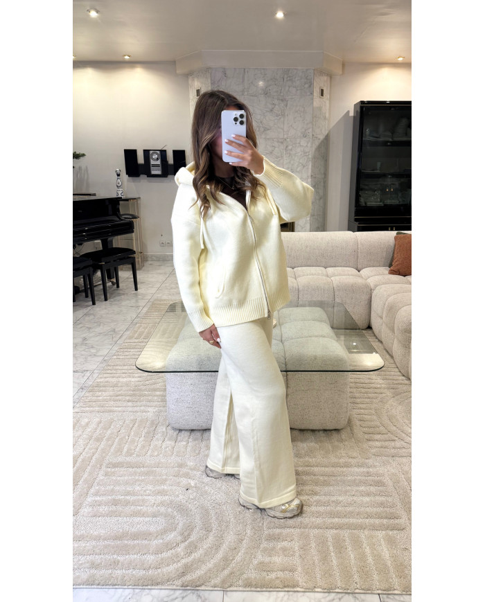 Ensemble Cocon de jogging  avec gilet oversize Écru