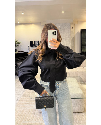 Chemise Crop Noir avec cravate