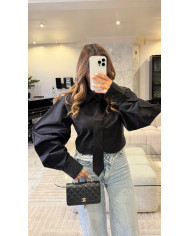 Chemise Crop Noir avec cravate