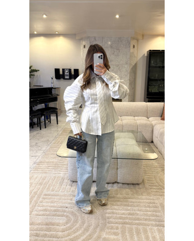 Chemise Ceinture rayé avec cravate blanche & noir