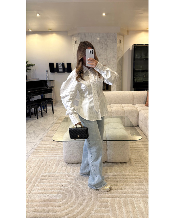 Chemise Ceinture rayé avec cravate blanche & noir